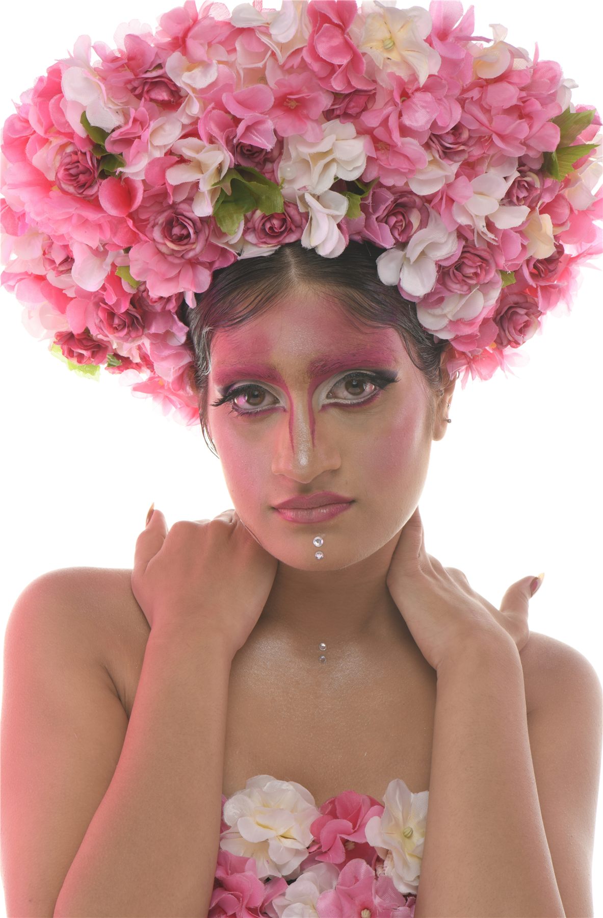 Floral headpiece fantasy makeup