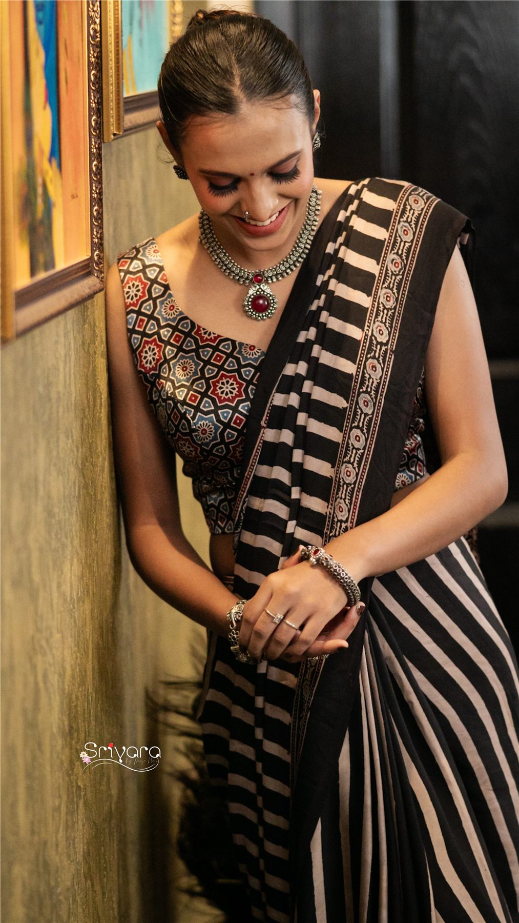 Striped saree look